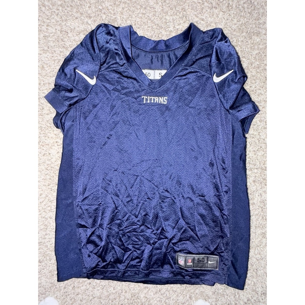 Team Issued Tennessee Titans Practice Jersey Nike Mesh Blank Blue Mens 50 RARE